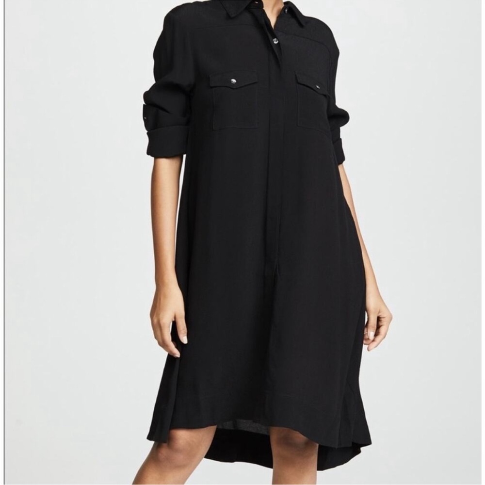 Hatch Shirt Dress Long Sleeve Button Down Maternity Dress Black One Size